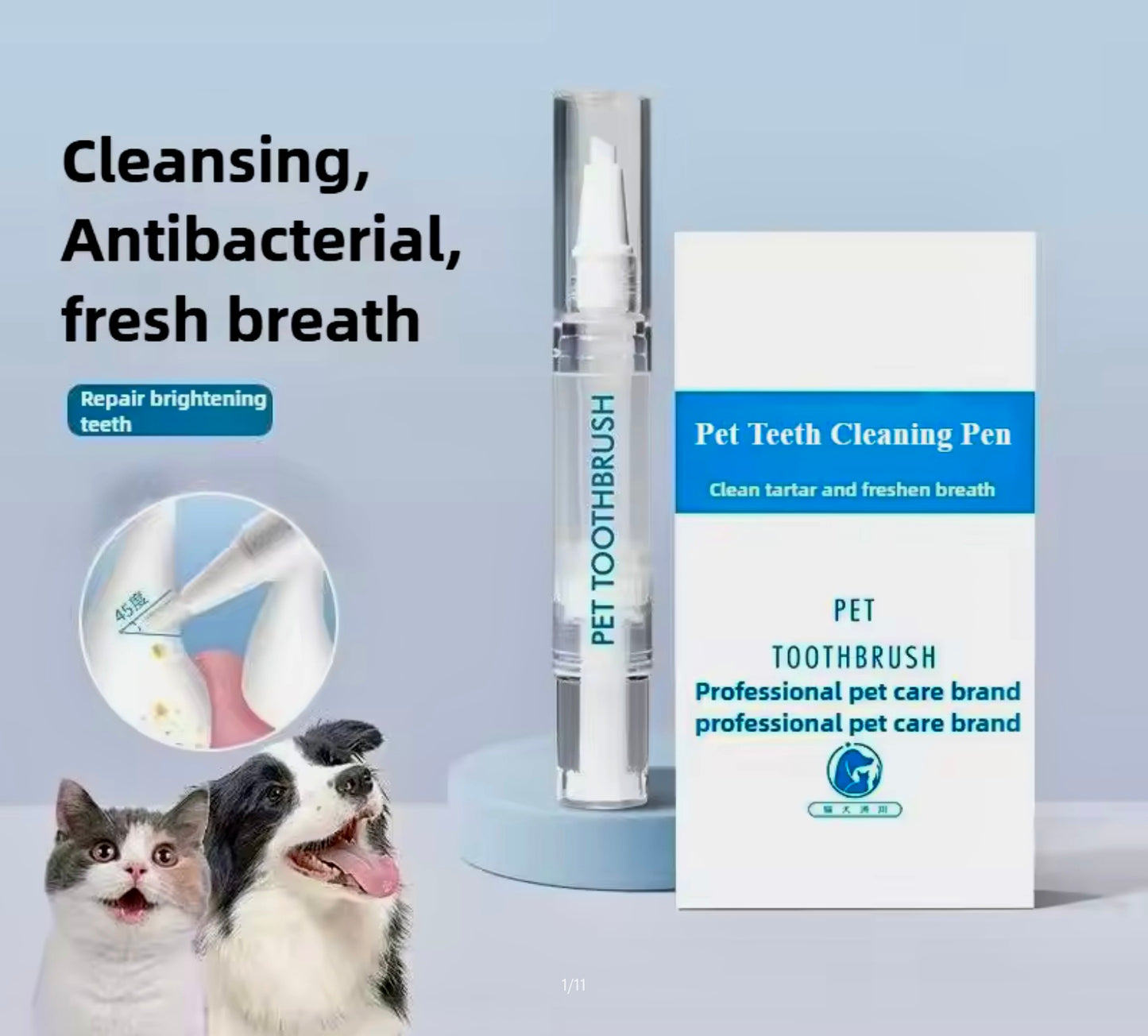 Pet Toothbrush Pen Set – Easy Dental Care for Cats & Dogs